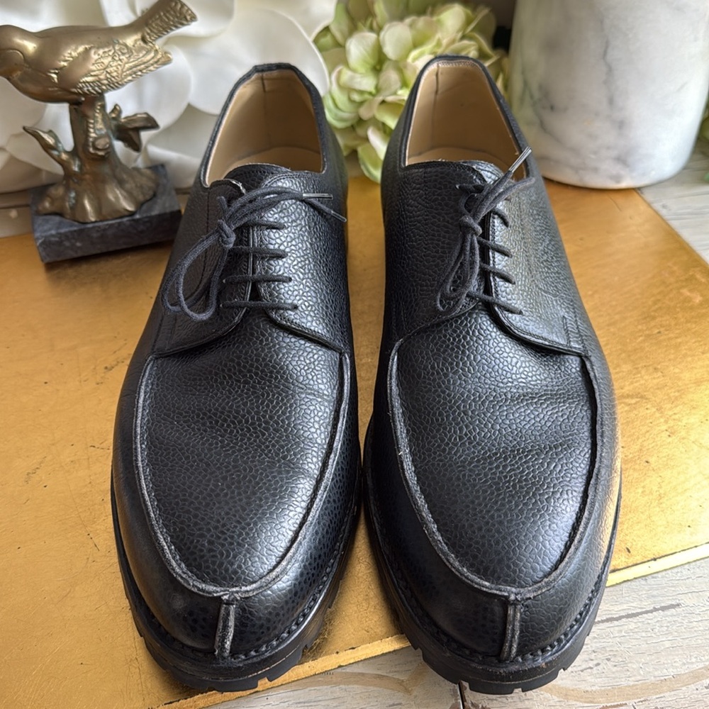 Vass Norweger *P Derbys in Scotch Grain Black Leather Handmade